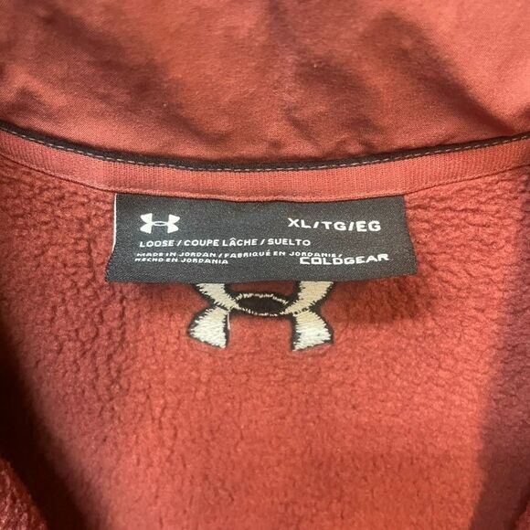 Under Armour Mens Size XL Loose 1/4 Snap ColdGear Sweater Fleece Red/Orange - Picture 3 of 3
